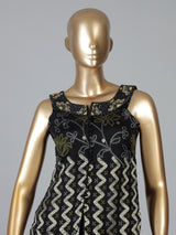 Black georgette silk embellished palazzo suit with dupatta