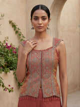 Onion pink satin silk designer palazzo suit