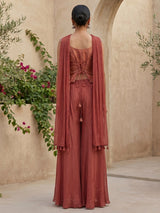 Onion pink satin silk designer palazzo suit