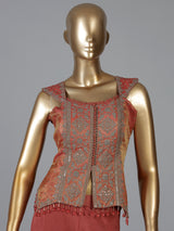 Onion pink satin silk designer palazzo suit