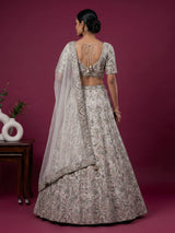 Off white georgette embroidered lehenga choli with dupatta