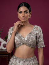 Off white georgette embroidered lehenga choli with dupatta