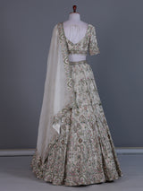 Off white georgette embroidered lehenga choli with dupatta