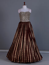 Brown georgette embellished lehenga choli with elegant dupatta