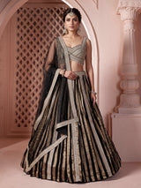 Black georgette designer lehenga choli with elegant dupatta