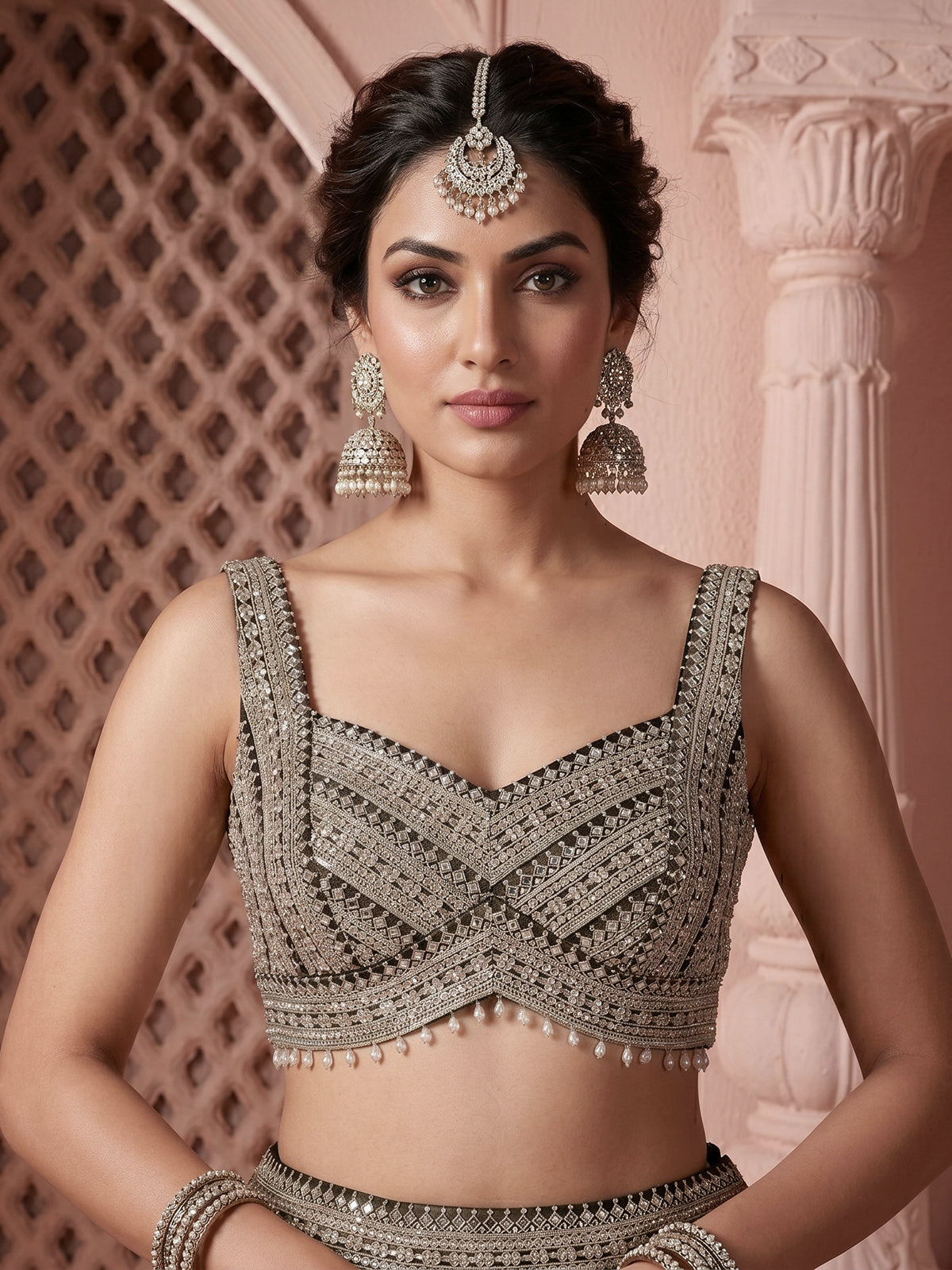 Black georgette designer lehenga choli with elegant dupatta