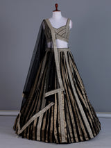Black georgette designer lehenga choli with elegant dupatta
