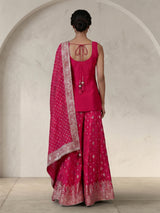 Rani pink silk palazzo suit with sweetheart neck