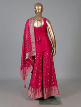 Rani pink silk palazzo suit with sweetheart neck