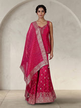 Rani pink silk palazzo suit with sweetheart neck