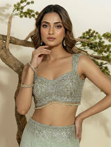 Pista green georgette designer sharara suit elegance