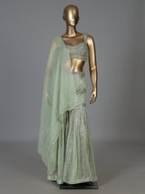 Pista green georgette designer sharara suit elegance