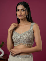 Cream georgette designer sharara suit with dupatta