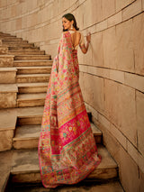 Graceful cream kashmiri hand woven festive saree