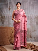 Bloom pink cultural charm modal cotton saree