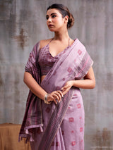 Royal purple folk art modal cotton saree