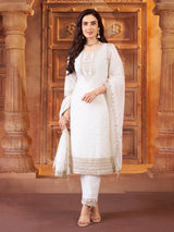 Cream chanderi silk elegant celebration wear