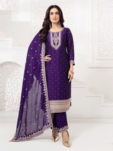 Royal purple chanderi silk heritage salwar suit