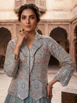 Pastel sky blue silk designer lehenga choli with dupatta