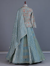 Pastel sky blue silk designer lehenga choli with dupatta