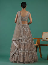 Beige net embellished lehenga choli for wedding functions