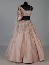 Peach raw silk and net lehenga choli design