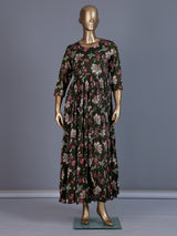 Mehendi green floral printed cotton silk casual kurti