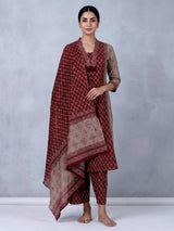 Maroon printed cotton festive palazzo kurti set design