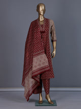 Maroon printed cotton festive palazzo kurti set design