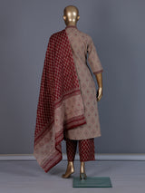 Maroon printed cotton festive palazzo kurti set design