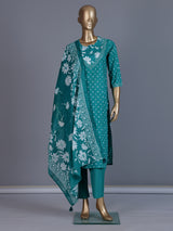 Aqua blue silk festive palazzo kurti set design