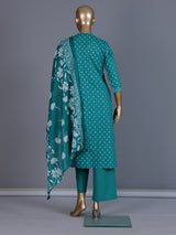 Aqua blue silk festive palazzo kurti set design