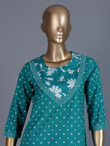 Aqua blue silk festive palazzo kurti set design