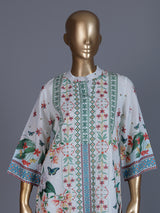 White linen silk digital printed kurti set