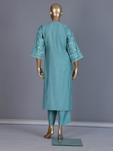 Sky blue silk bodice style kurti set