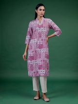 Light purple printed cotton blend stylish casual kurti