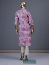 Light purple printed cotton blend stylish casual kurti