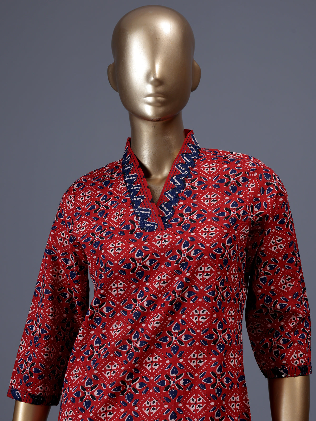 Maroon printed cotton blend casual kurti for women