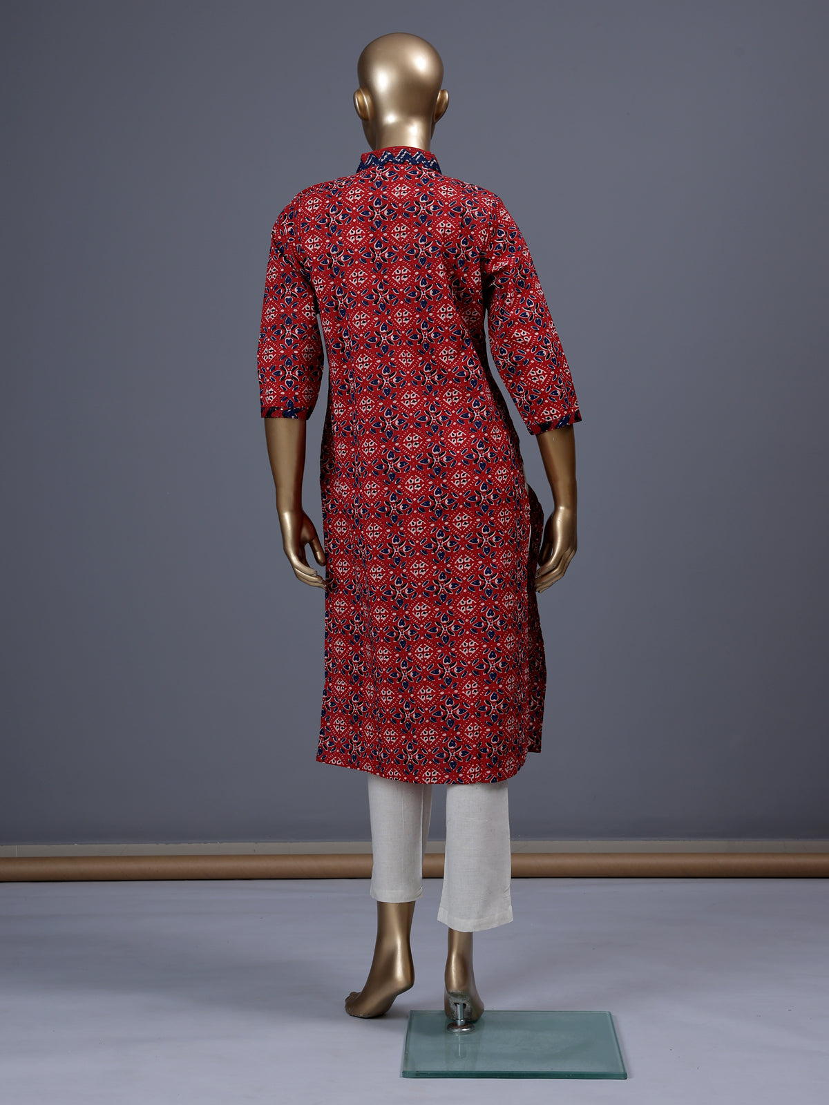 Maroon printed cotton blend casual kurti for women