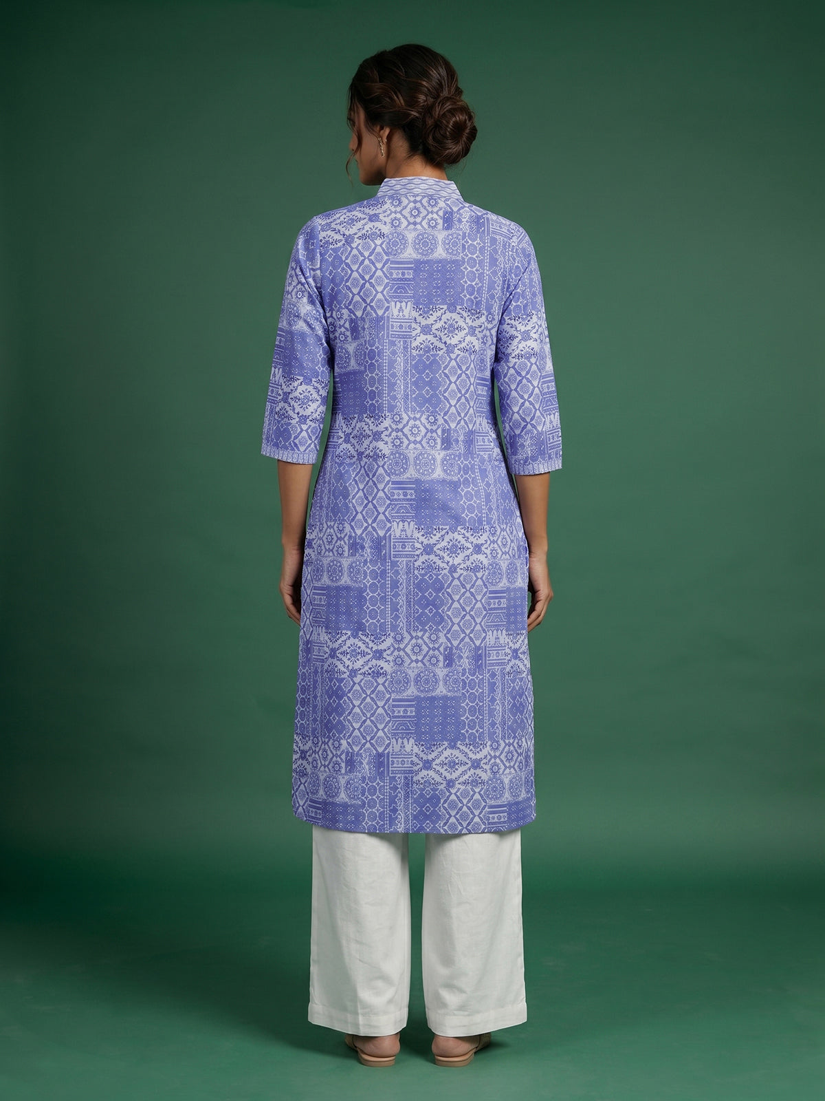 Lavender purple printed cotton blend casual fashion kurti