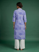 Lavender purple printed cotton blend casual fashion kurti