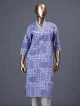 Lavender purple printed cotton blend casual fashion kurti
