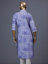 Lavender purple printed cotton blend casual fashion kurti