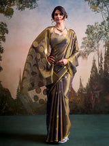 Timeless grey zari work tissue silk saree