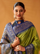 Green temple border modal cotton saree
