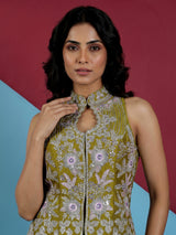 Mehendi green georgette designer palazzo suit for celebrations