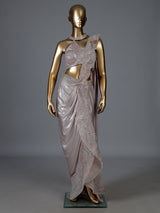 Baby pink lycra indowestern suit with attached dupatta