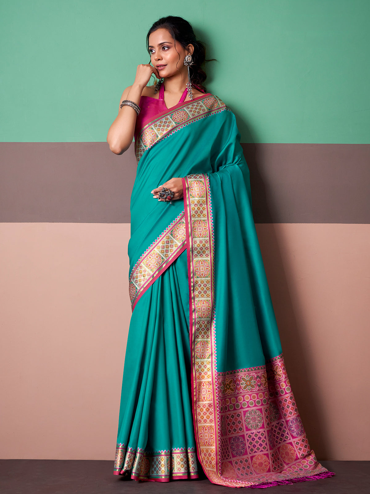Blue majestic patola drape saree