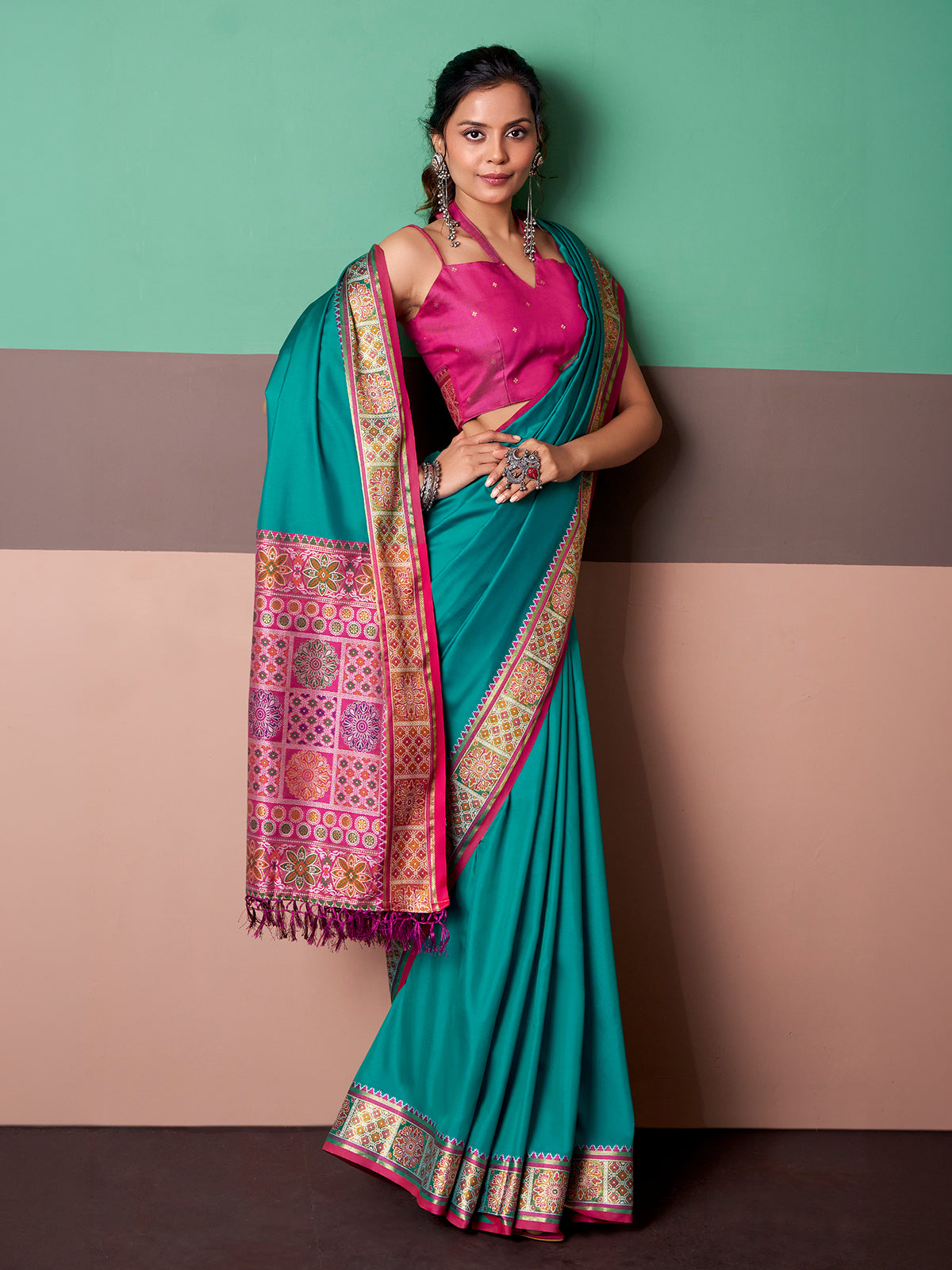 Blue majestic patola drape saree