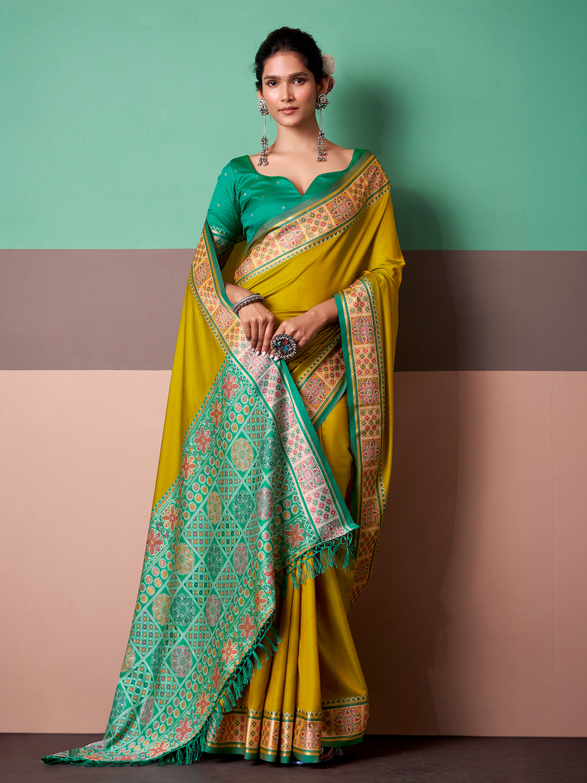 Olive heritage ikat patola saree